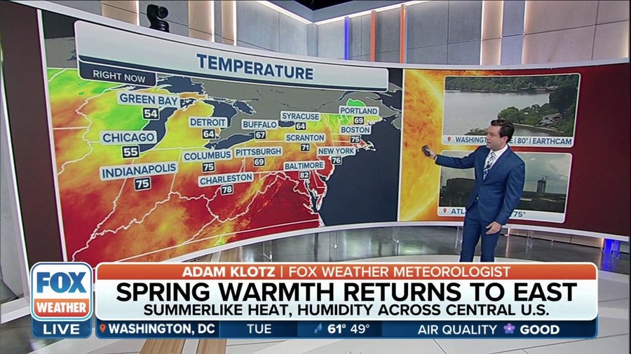 Widespread warmth for most central and eastern US cities