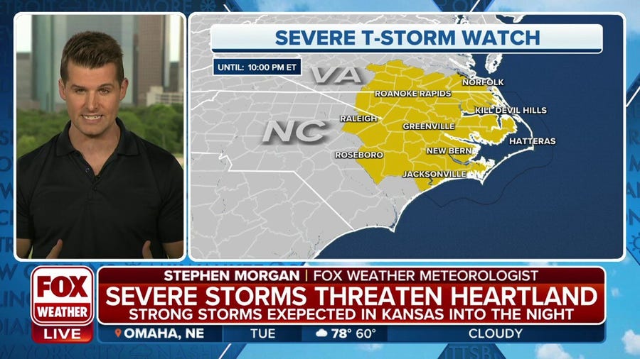 Severe Thunderstorm Watch issued for North Carolina, Virginia