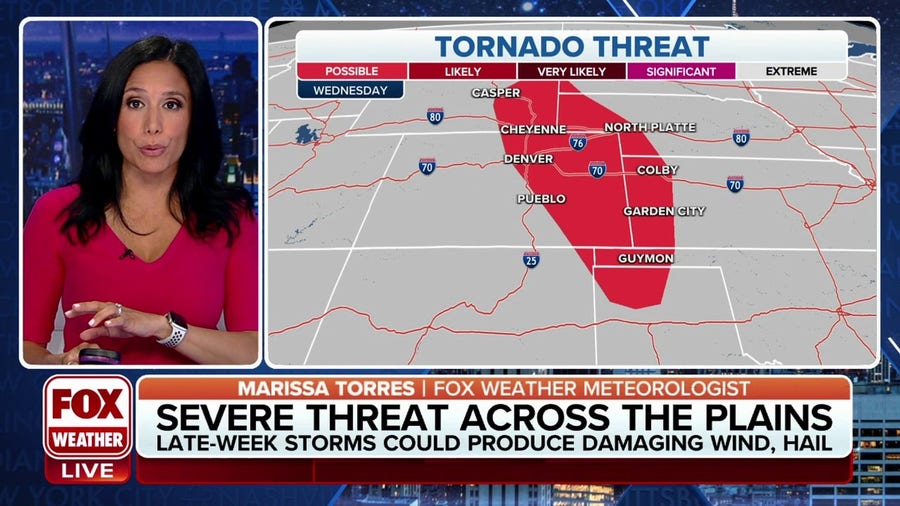 Severe storm threat across Plains Wednesday