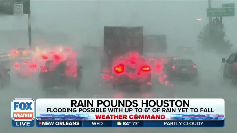 Torrential rain turned roads into rivers in Houston as they brace for more flooding on Wednesday