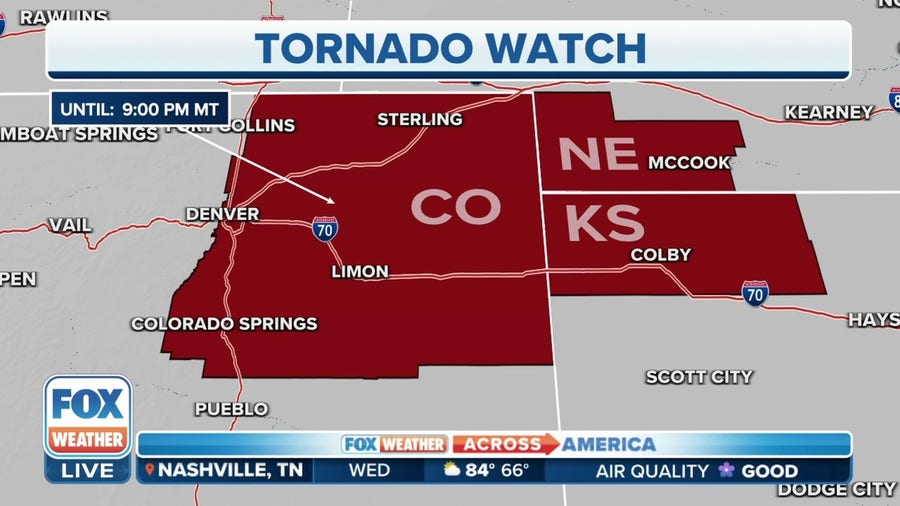 Tornado Watch issued for parts of Colorado, Nebraska, Kansas