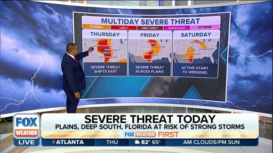 EF-2 or stronger tornadoes, large hail possible across central US on Thursday
