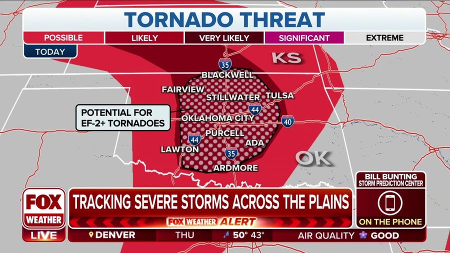 Storms could produce large hail, EF-2 or stronger tornadoes: SPC
