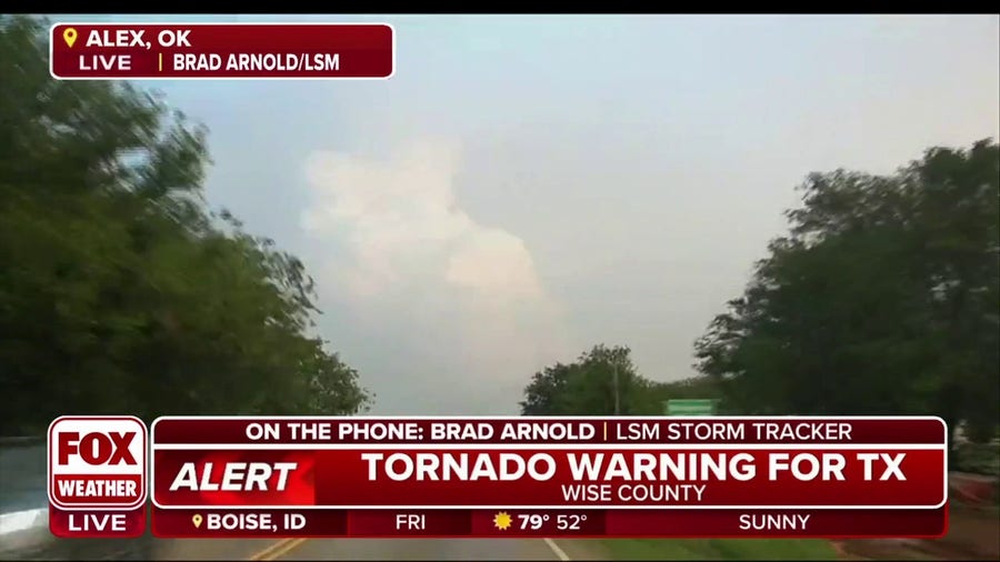 Storm tracker says funnel got very close to ground near Alex, OK 