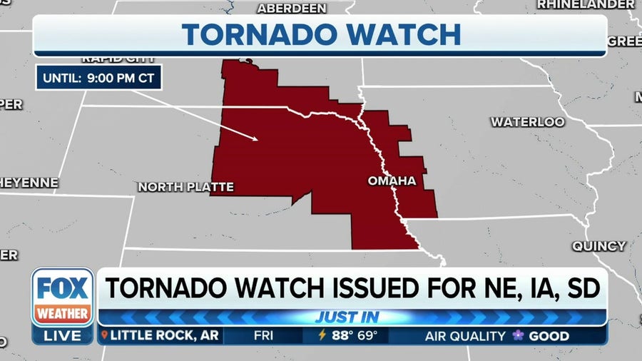 Tornado Watch issued for parts of Iowa, Nebraska and South Dakota