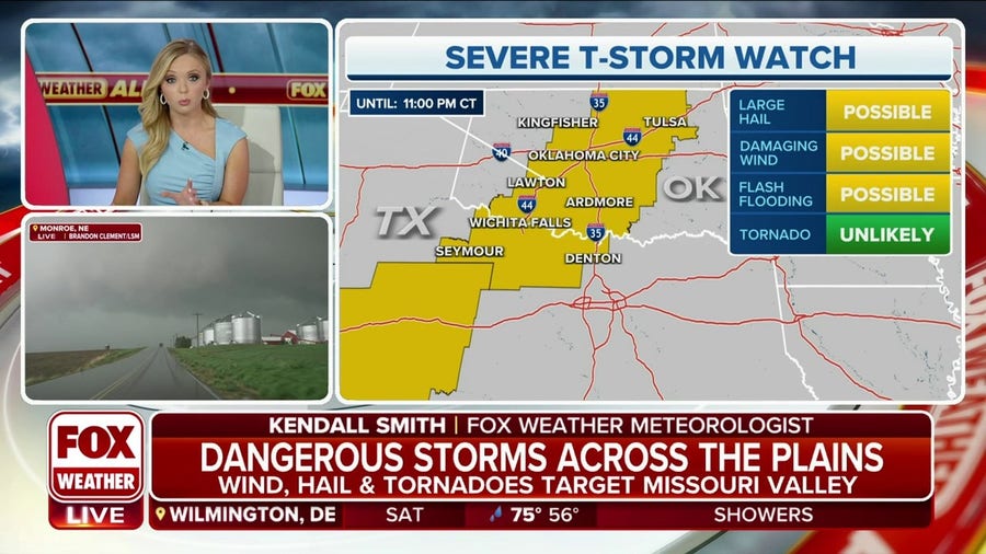 Severe Thunderstorm Watch issued for Oklahoma and Texas until late Friday