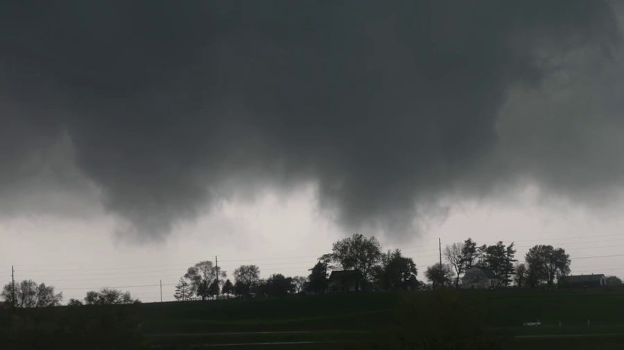 Watch: Funnel cloud spins above Pleasantville, Iowa