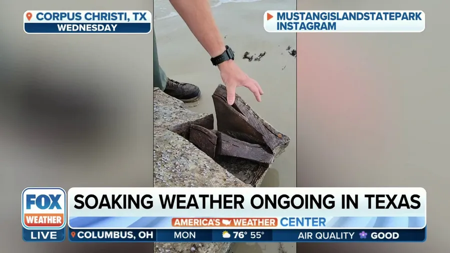 Rubber bales from WWII-era German cargo ship float ashore along Texas coastline