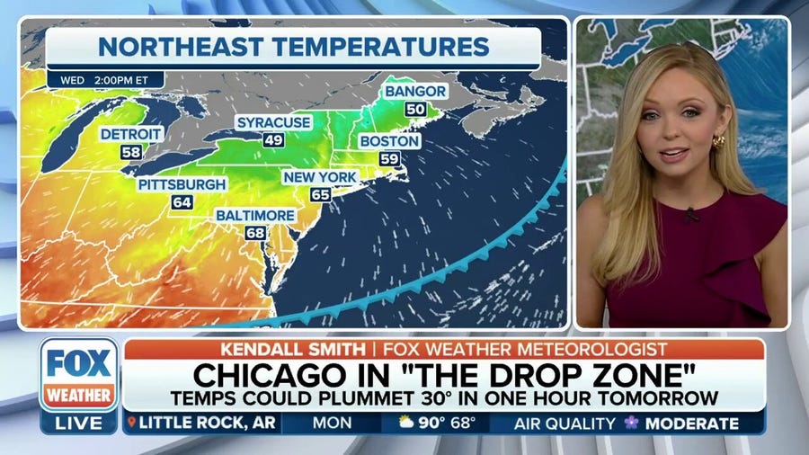 Chicago in 'the drop zone' as temperatures could plummet 30 degrees in 1 hour on Tuesday