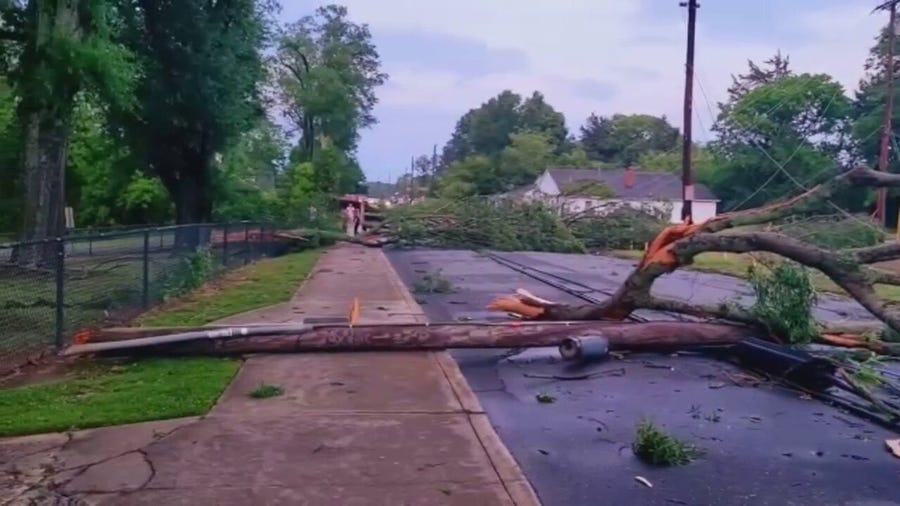 'Strong supercell': Severe storm downs trees and power lines in North Carolina town
