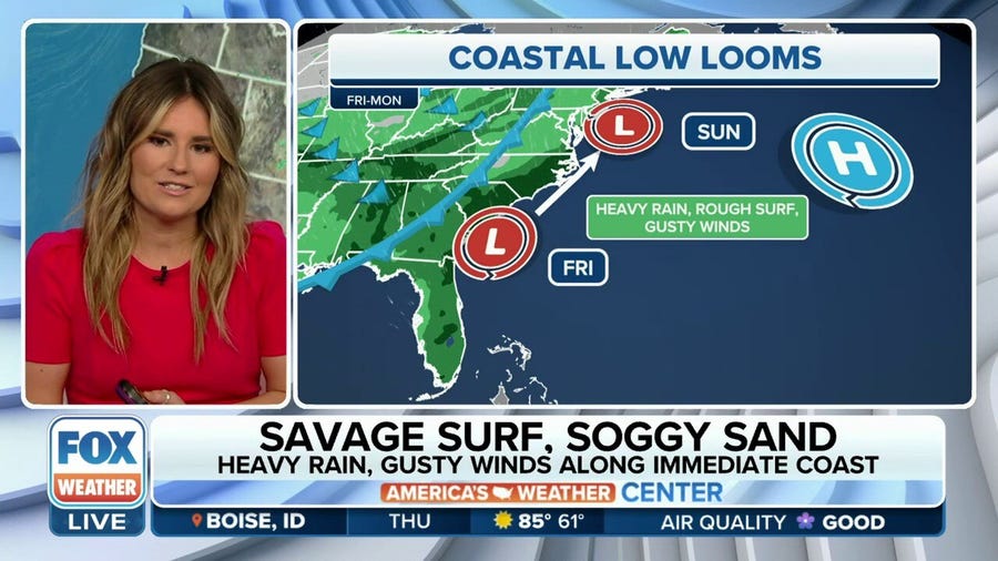 Coastal low eyeing East Coast with heavy rain, gusty winds and rough surf