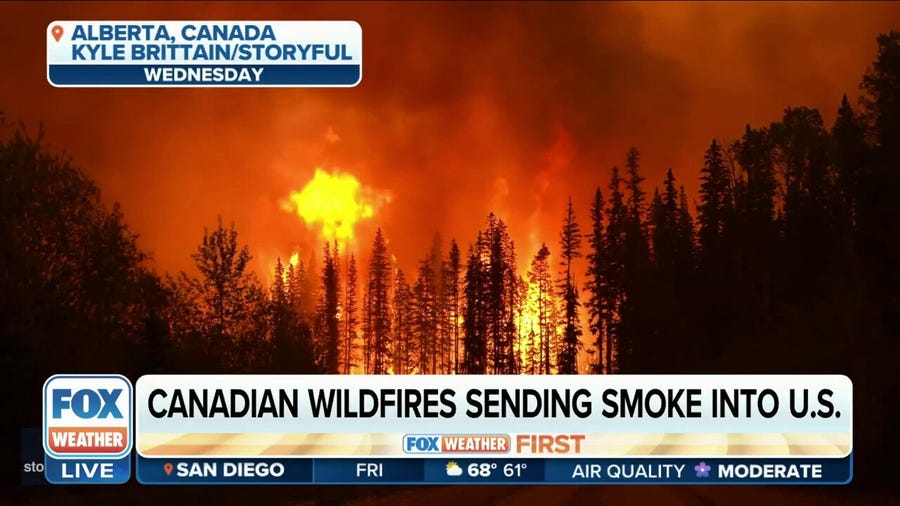 Canadian wildfires sending smoke into the US