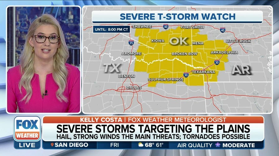 Severe Thunderstorm Watch issued for parts of Texas, Oklahoma and Arkansas