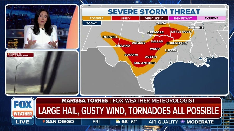 Severe weather threatens southern Plains into evening hours