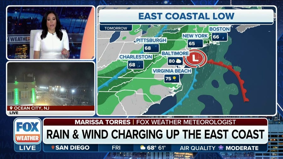 Coastal low bringing wet weather to East Coast this weekend