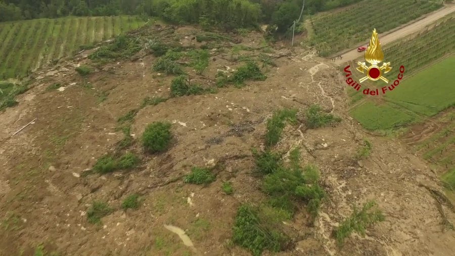 Major landslide blocks roads in in Italy's Emilia-Romagna region