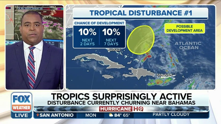 Tropical disturbance churning near Bahamas