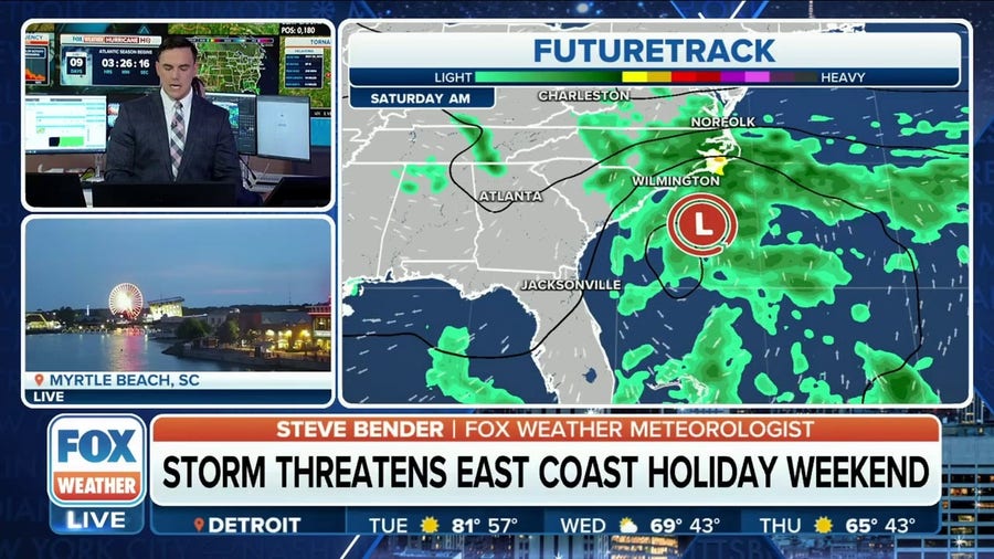 Storms threaten Southeast Coast for Memorial Day weekend