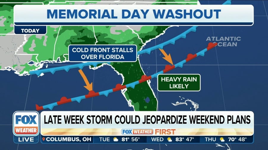 Heavy rain, gusty winds, rough surf expected for parts of East Coast for Memorial Day weekend