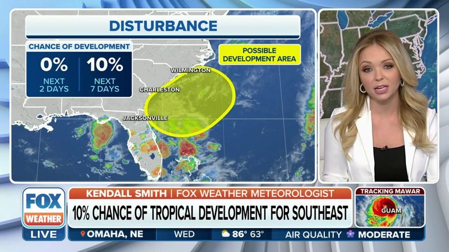 Disturbance forming off Southeast coast given low chance of tropical development