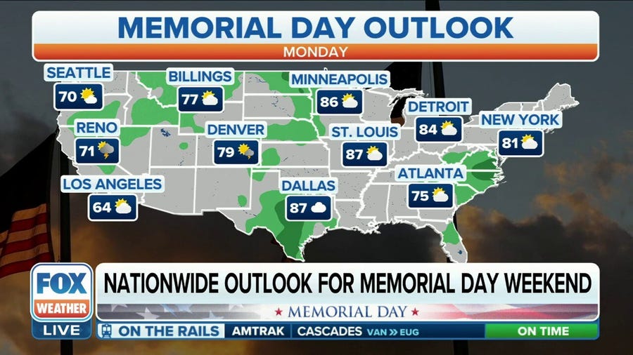 Nationwide outlook for Memorial Day weekend