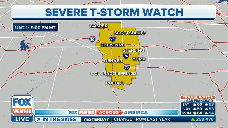 Severe weather moving through Rockies and southern Plains