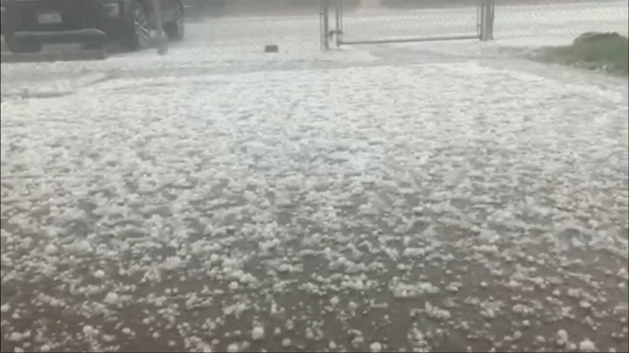 Hail falls over Colorado Springs, Colorado