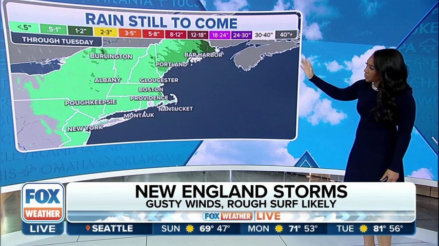 Coastal storm bringing heavy rain, gusty winds to parts of New England