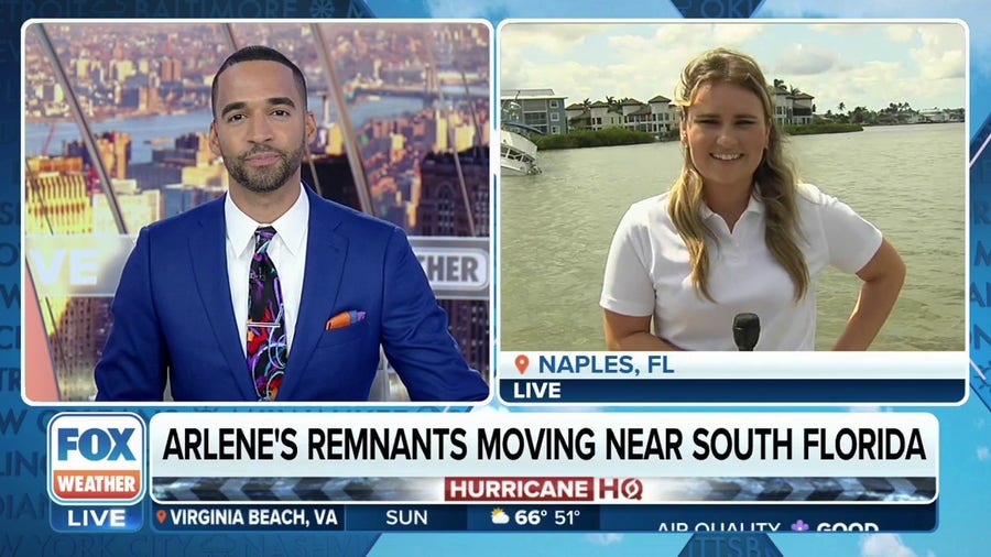Arlene's remnants spin to the south of Florida