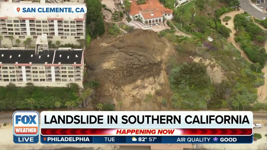 Landslide in San Clemente, California, stops trains after debris covers tracks