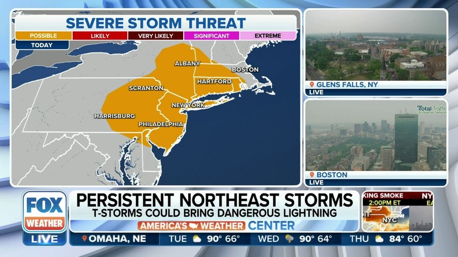 Severe thunderstorms possible in the Northeast on Tuesday afternoon