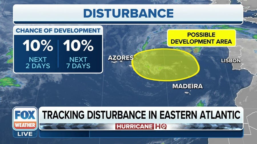 Tropical disturbance in northeastern Atlantic has low chance of development on Wednesday