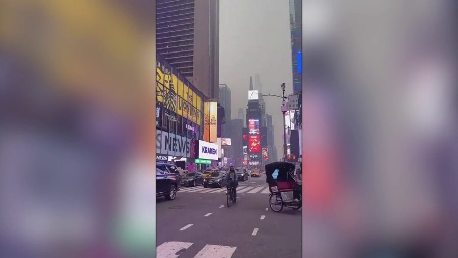 Times Square shrouded in smoke haze caused by Canadian wildfires