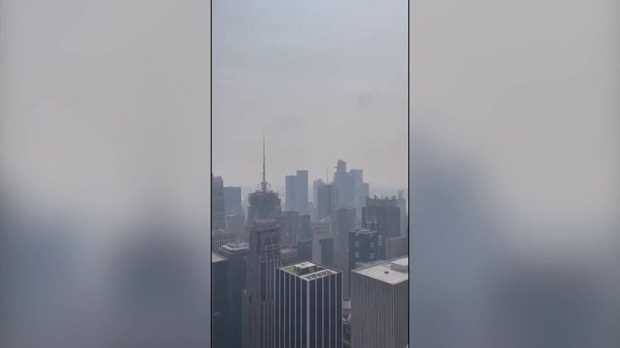 Canadian wildfire smoke creates hazy sky over Central Park