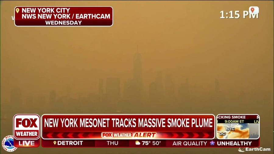 New York State Mesonet tracking massive smoke plume from Canadian wildfires
