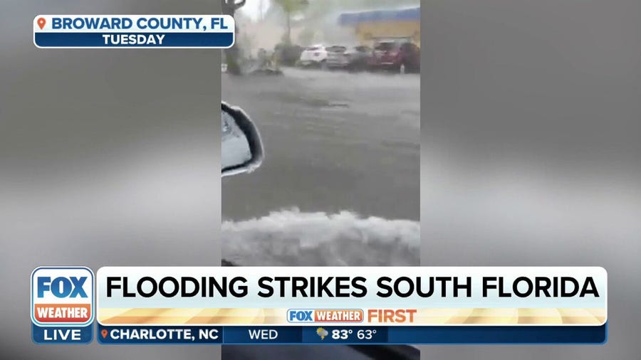 Streets flood in Broward County, Florida after heavy rain