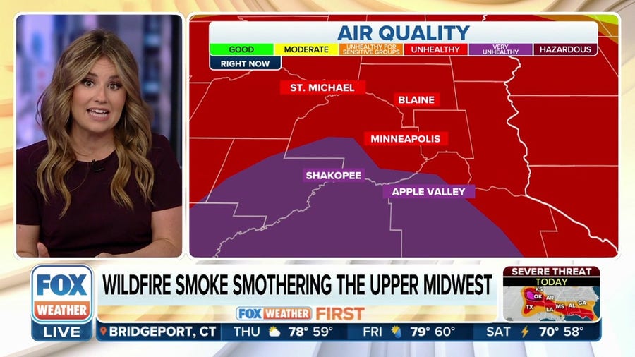 Wildfire smoke smothering Upper Midwest on Thursday