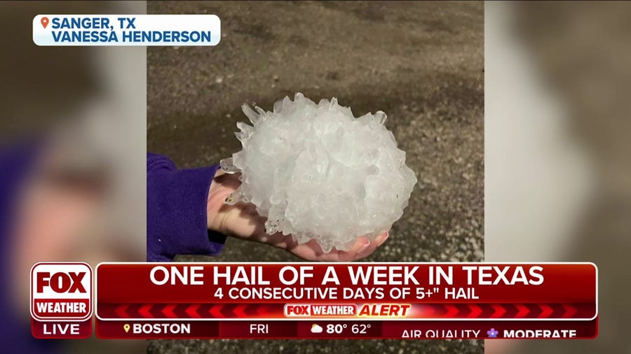 Thursday marked 4 consecutive days with at least 5-inch hail stones reported