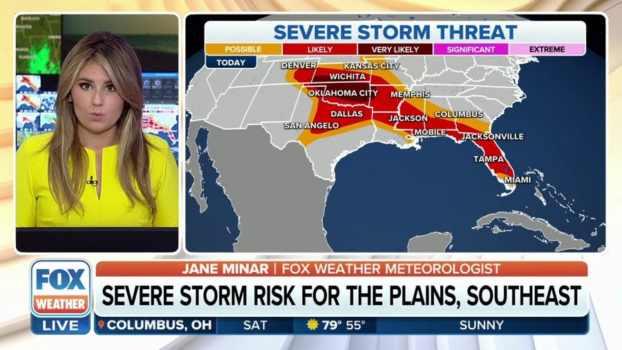 Severe storm risk Saturday for Plains, Southeast