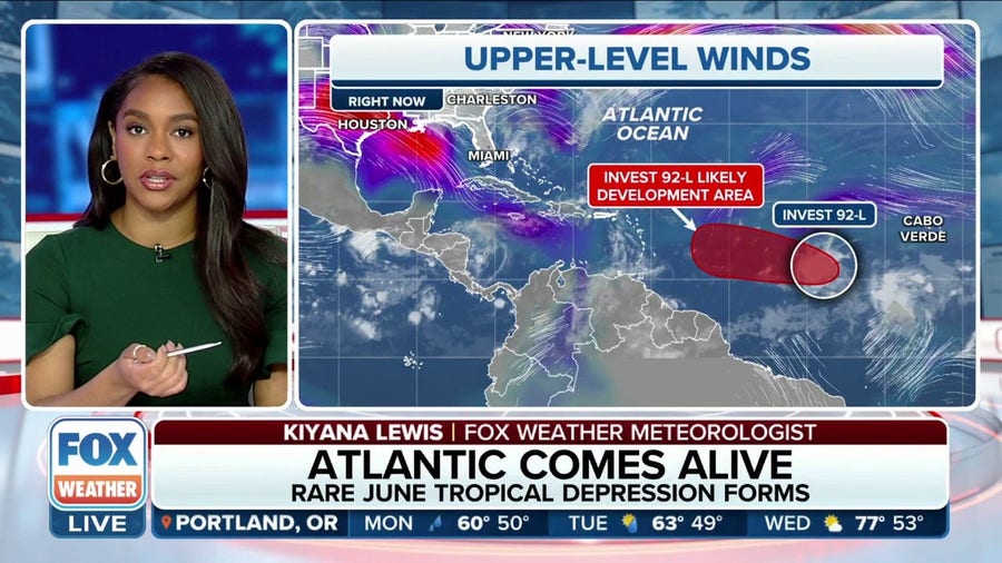 Rare June Tropical Depression 3 forms in the Atlantic