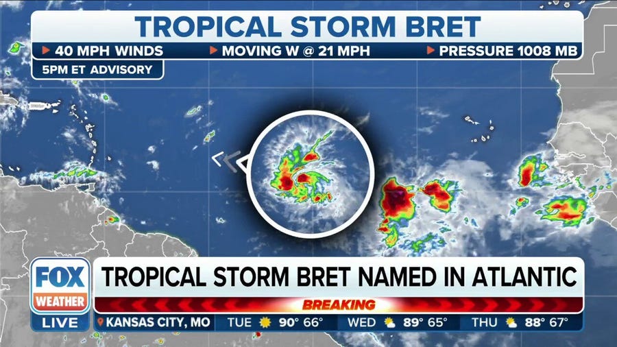 Tropical Storm Bret forms in the Atlantic