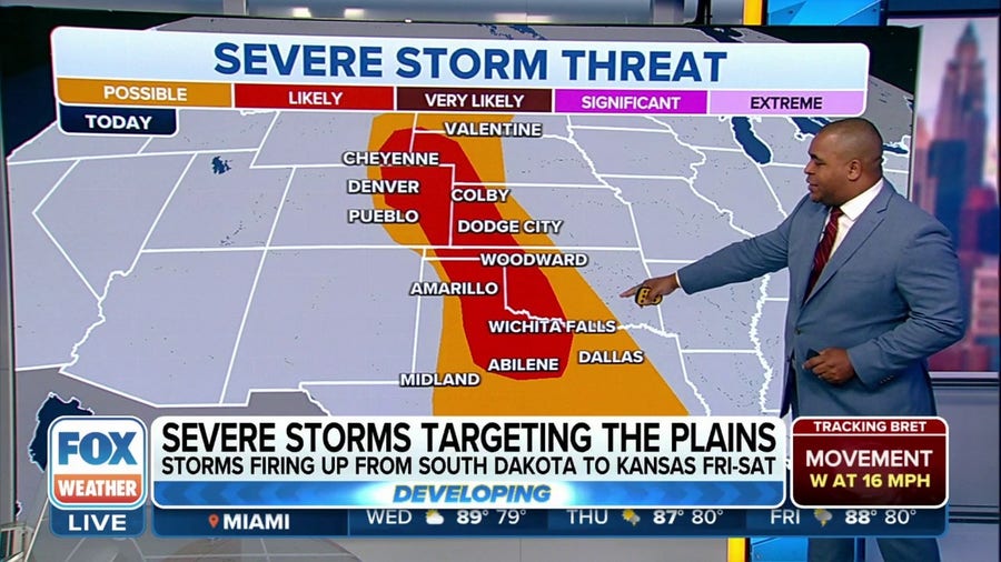 Severe storms with large hail, damaging winds threaten Plains on Wednesday