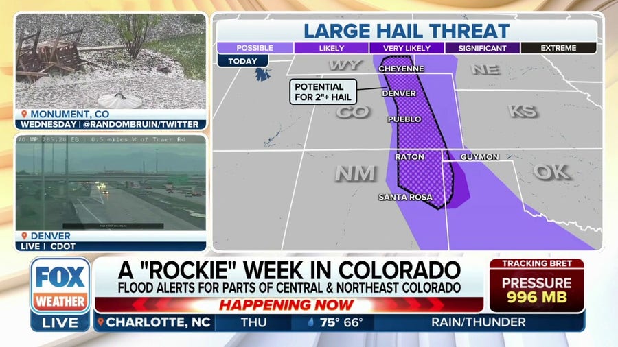 Severe weather threat covers Denver, western Plains Thursday