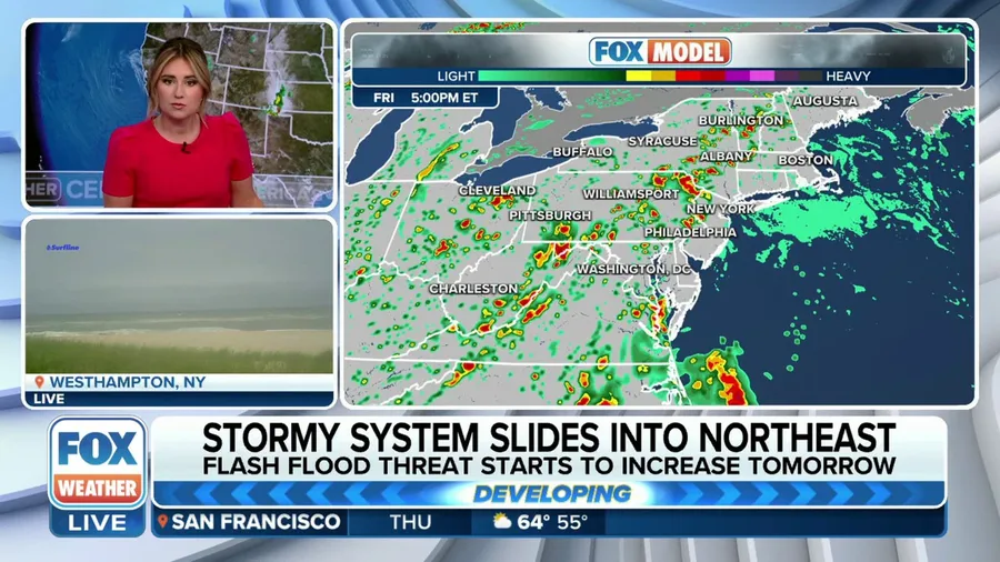 Stormy system slides into Northeast