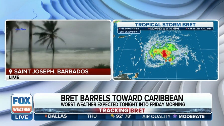 Tropical Storm Warning issued as Bret heads toward Caribbean