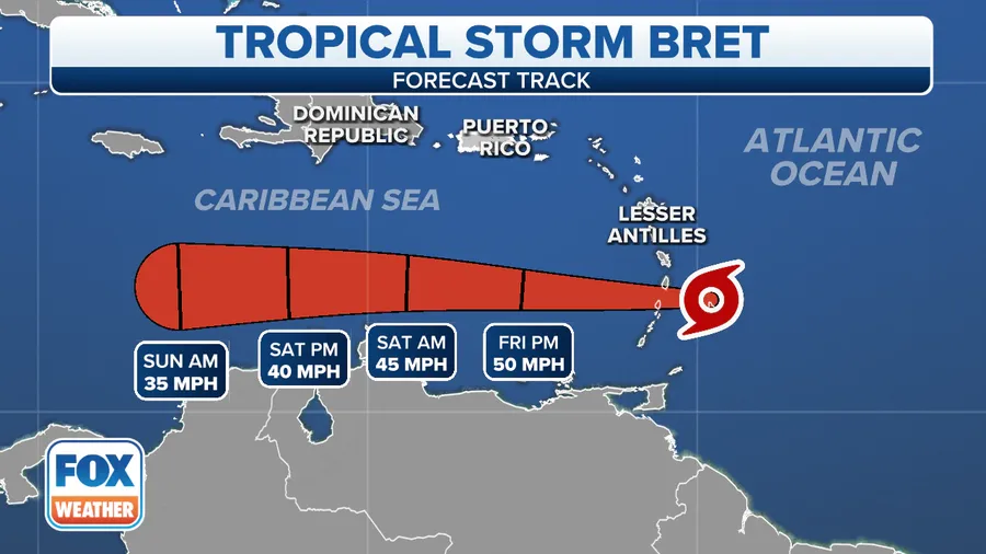Weather conditions going downhill in Caribbean as Tropical Storm Bret moves through eastern Caribbean