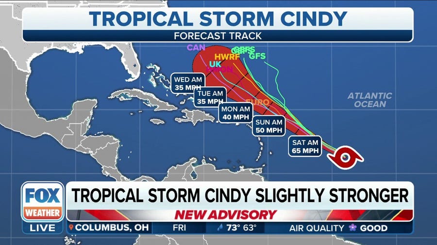 Tropical Storm Cindy gains strength with 50 mph winds