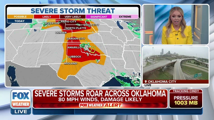 Severe storms race across Oklahoma
