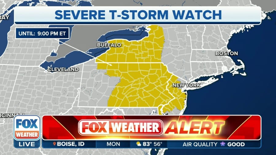 Nearly 20 million in the Northeast under Severe Thunderstorm Watch until Monday night