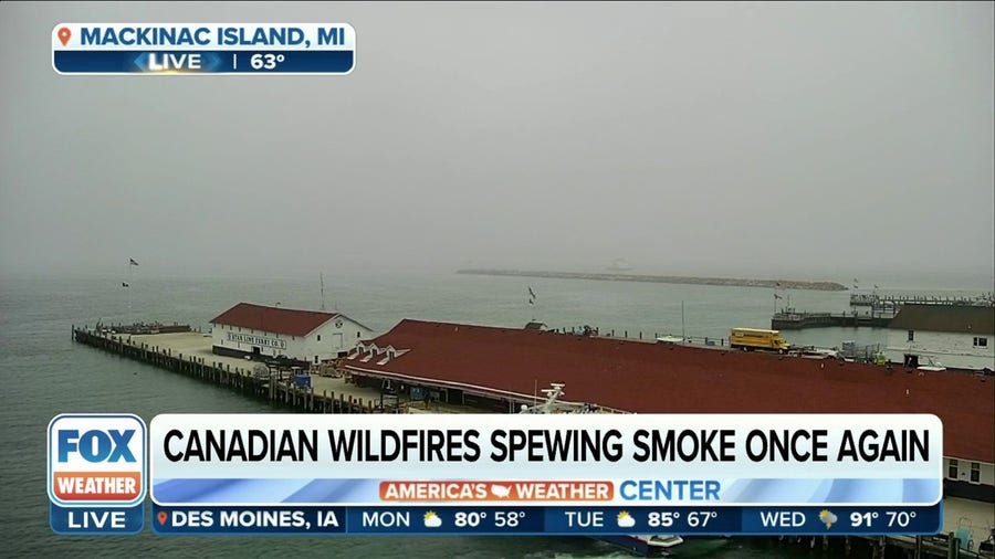Thick wildfire smoke plumes from Canada flowing into Northern US